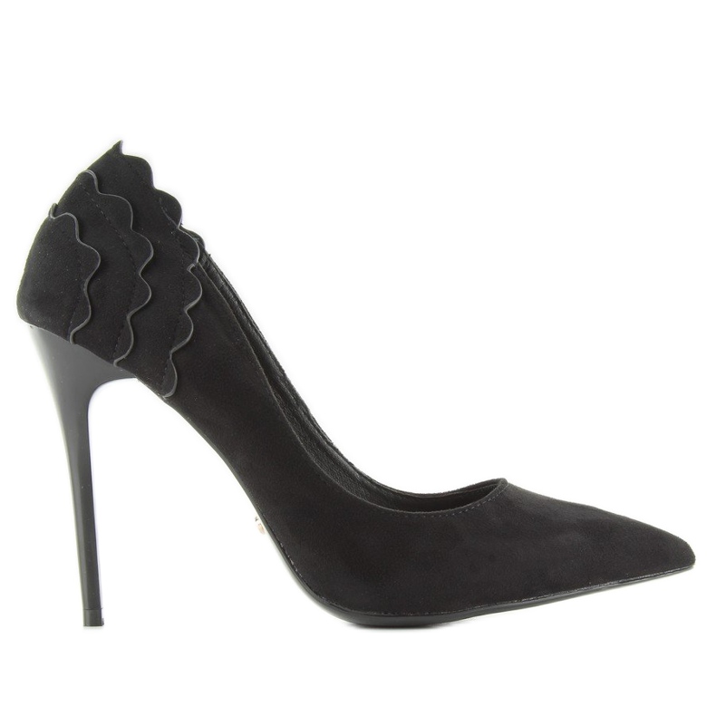 Tacones de ante con volante LE031 Negro