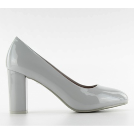 Bombas barnizadas tacón ancho m263p gris