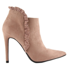Botas de tacón alto con volante c71p Dk. Rosa rosado