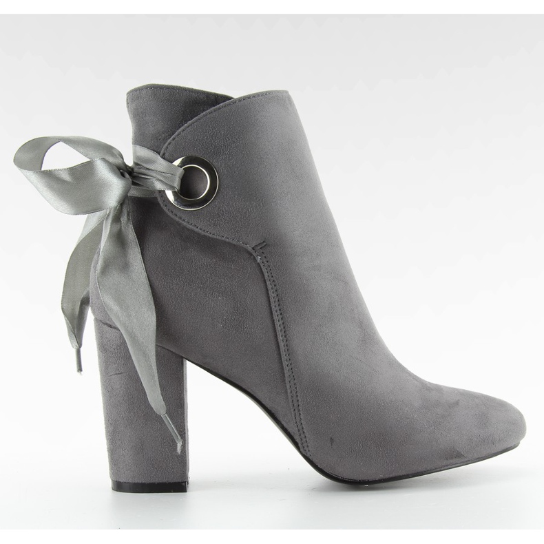 Botas tacón ancho con cinta gris la01p