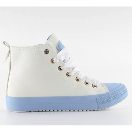 Deportivas tobilleras con cordones dobles blanco azul