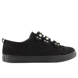 Deportivas con perlas negras l1078 negro