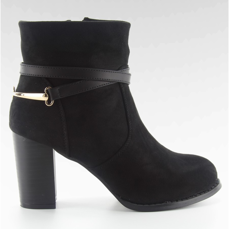 Botines tacón ante 3701 negro