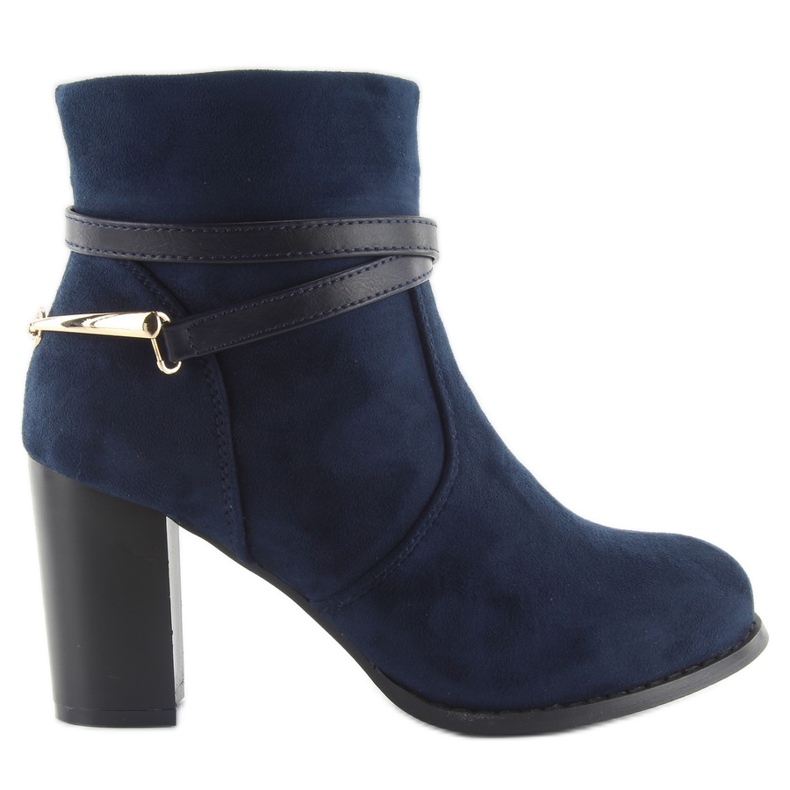 Botines de tacón fabricados en ante 3701 DK. azul azul marino