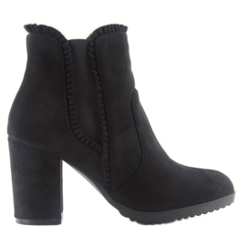 Botines tacón con volante m269p Negro