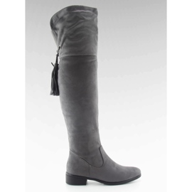 Botas mosqueteras gris con flecos
