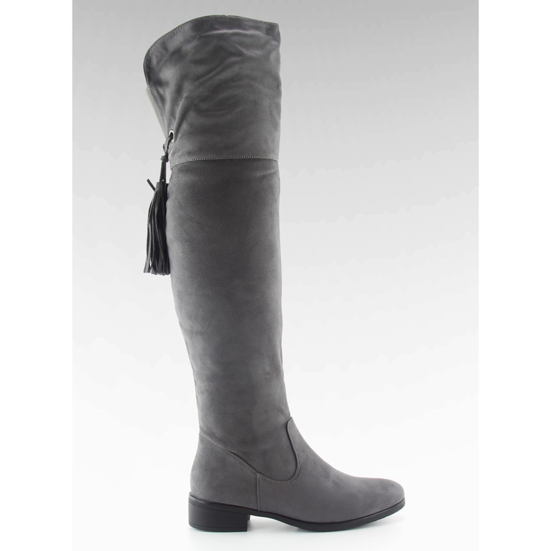 Botas mosqueteras gris con flecos Botas mosqueteras gris con flecos
