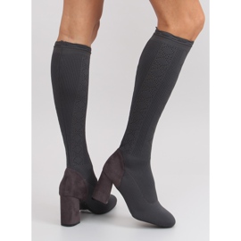 Botas calcetín tacón ancho gris
