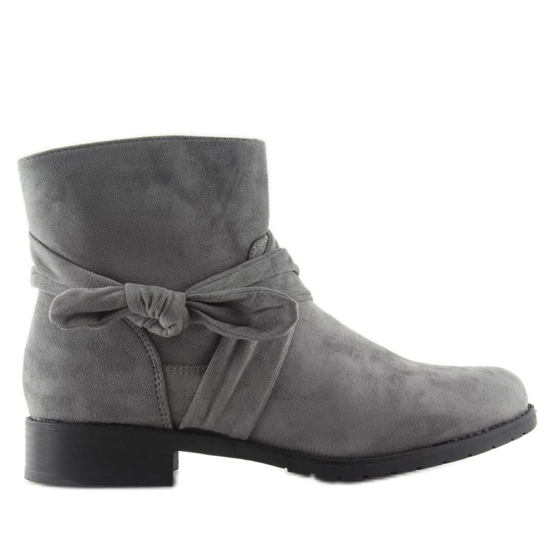 Botines de ante con lazo B7713 Gris