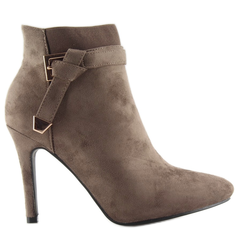 Botas En Un Tacón Alto Marrón F74 Botas En Un Tacón Alto Marrón F74