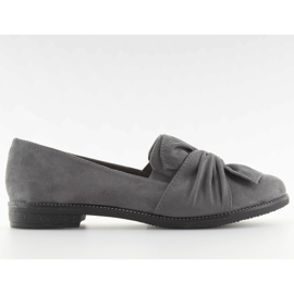 Mocasines de mujer con lazo gris gris.