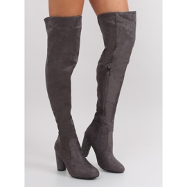 Botas De Tacón Alto De Muslo Gris Gris