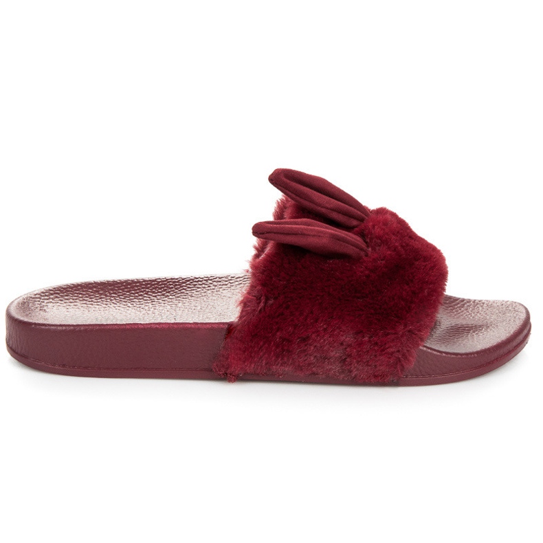 Queen Vivi Chanclas granate con pelo y orejas rojo Queen Vivi Chanclas granate con pelo y orejas rojo