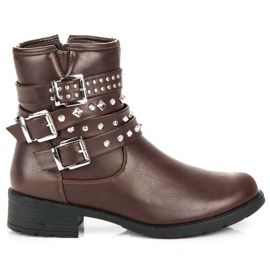 Ptpt Botas rockeras con pedrería marrón