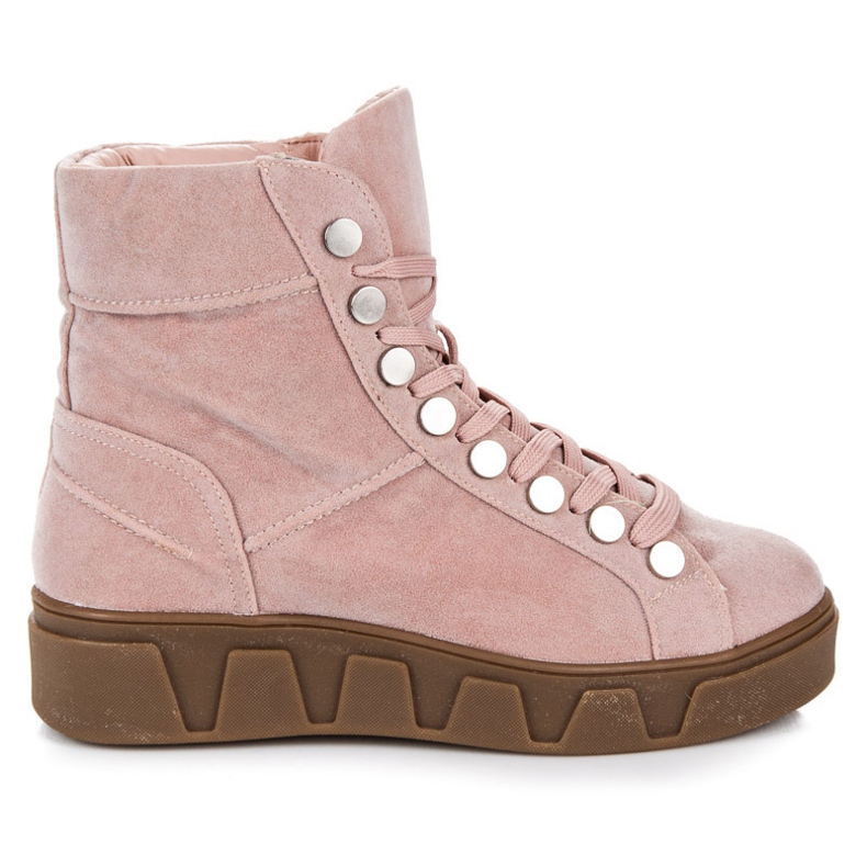 Betler Botas con cordones en la plataforma rosado