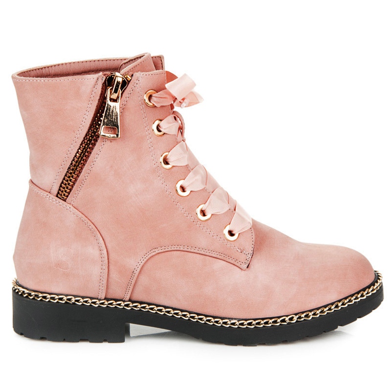 Vices New Collection Botines de ante con lazo rosado