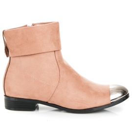 Ideal Shoes Botines de ante con cremallera rosado