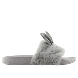 Pantuflas Grises Con Pelo Y Gris Desgastado 58-21