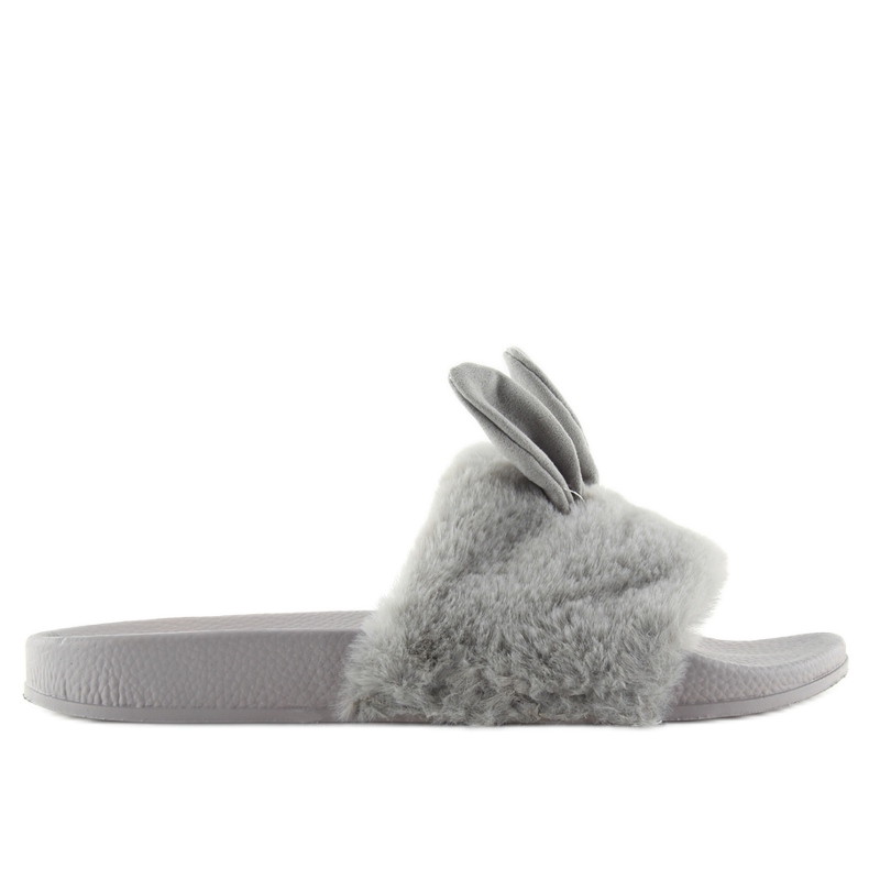 Pantuflas Grises Con Pelo Y Gris Desgastado 58-21