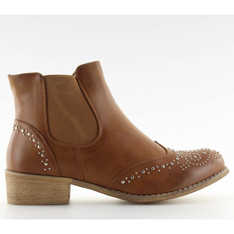 Botines Chelsea marrones con tachuelas, Camel marrón Botines Chelsea marrones con tachuelas, Camel marrón