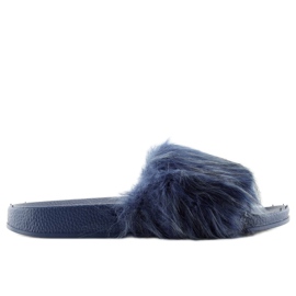 Babuchas azul marino con pelo zy383-007-1 azul
