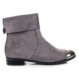 Ideal Shoes Botines de ante con cremallera gris Ideal Shoes Botines de ante con cremallera gris