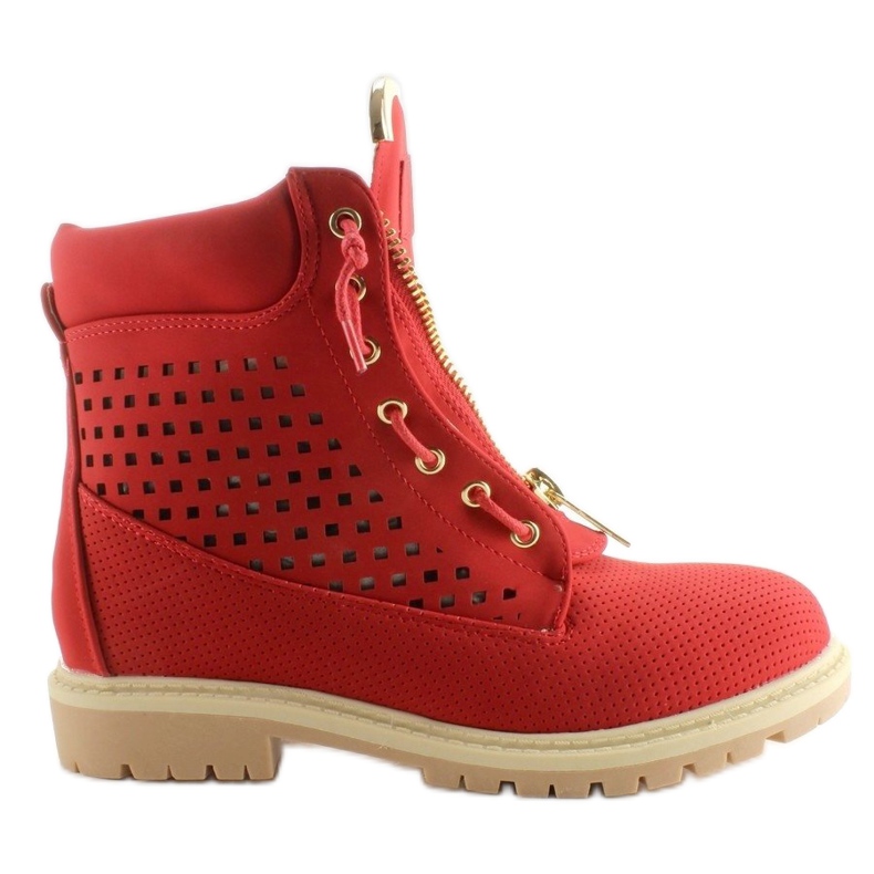 Balmanas calados, cremallera dorada, rojo R103 Rojo