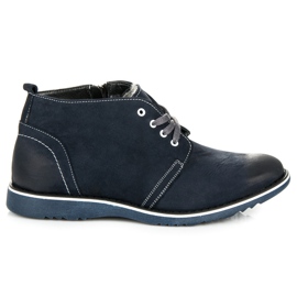 Lucca Botas de cuero con piel de oveja azul