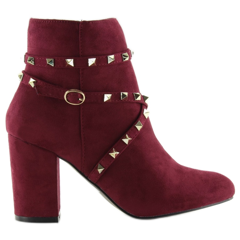 Botas De Tacón Con Tachuelas Burdeos F-3627 rojo multicolor Botas De Tacón Con Tachuelas Burdeos F-3627 rojo multicolor