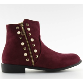 Botas con perlas burdeos 30708 rojo multicolor