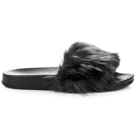 Yes Mile Pantuflas mullidas negras negro