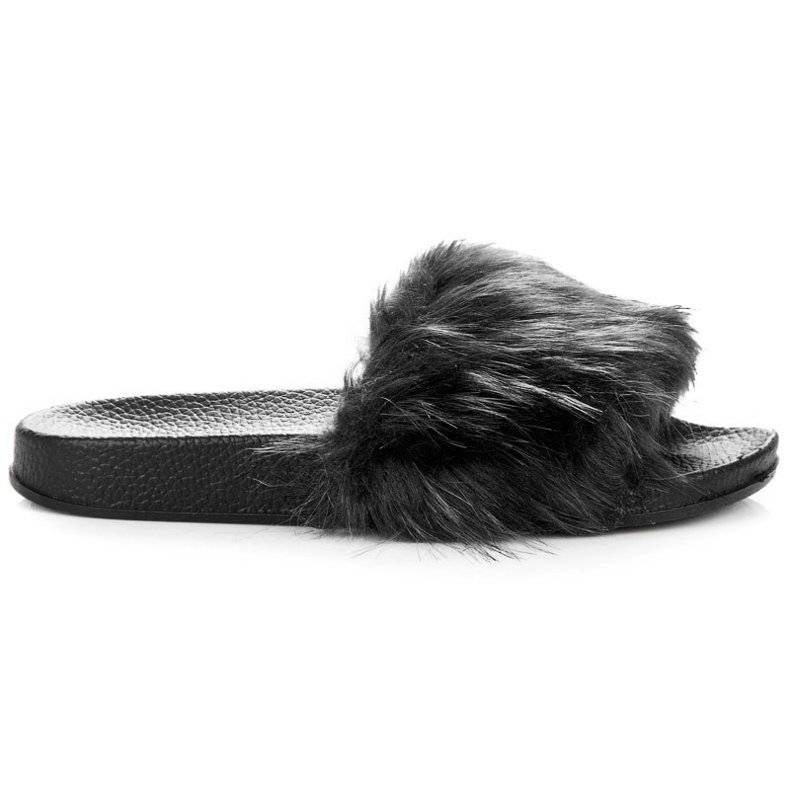 Yes Mile Pantuflas mullidas negras negro