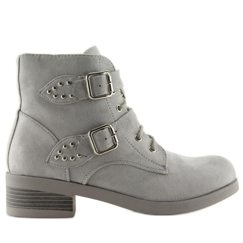 Botas Cordones Lazos Gris C-7101 Botas Cordones Lazos Gris C-7101