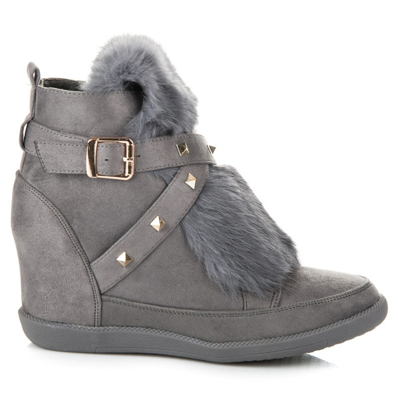 Kylie Zapatillas con piel gris Kylie Zapatillas con piel gris