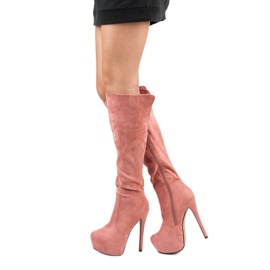 Comer Botas de ante con plataforma rosado