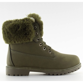 Botas de madera verde cálido con pelo Botas de madera verde cálido con pelo