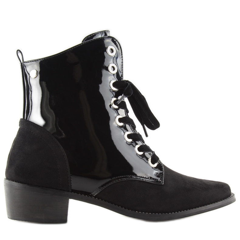 Botas Cordones Lacado Negro Negro Botas Cordones Lacado Negro Negro