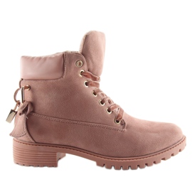 Botas de madera para mujer negro y rosa AT-0623-L Rosa rosado