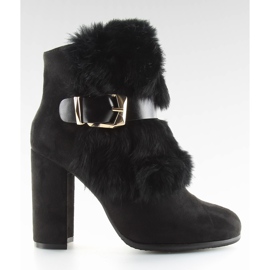 Botas Negras Tacón Alto Con Pelo negro 1316 Black