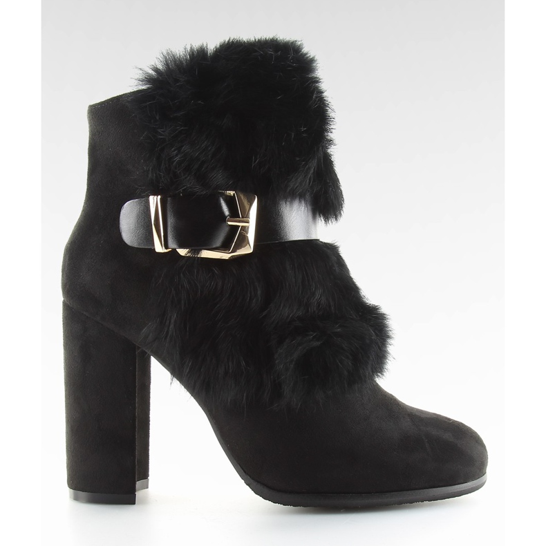 Botas Negras Tacón Alto Con Pelo negro 1316 Black