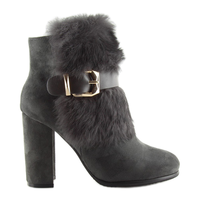 Botas Grises Tacón Alto Con Pelo gris 1316 D. Grey