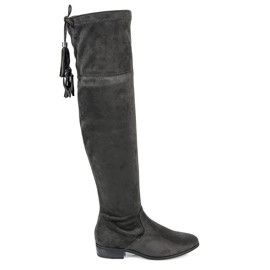 Yes Mile Botas mosqueteras con flecos gris Yes Mile Botas mosqueteras con flecos gris