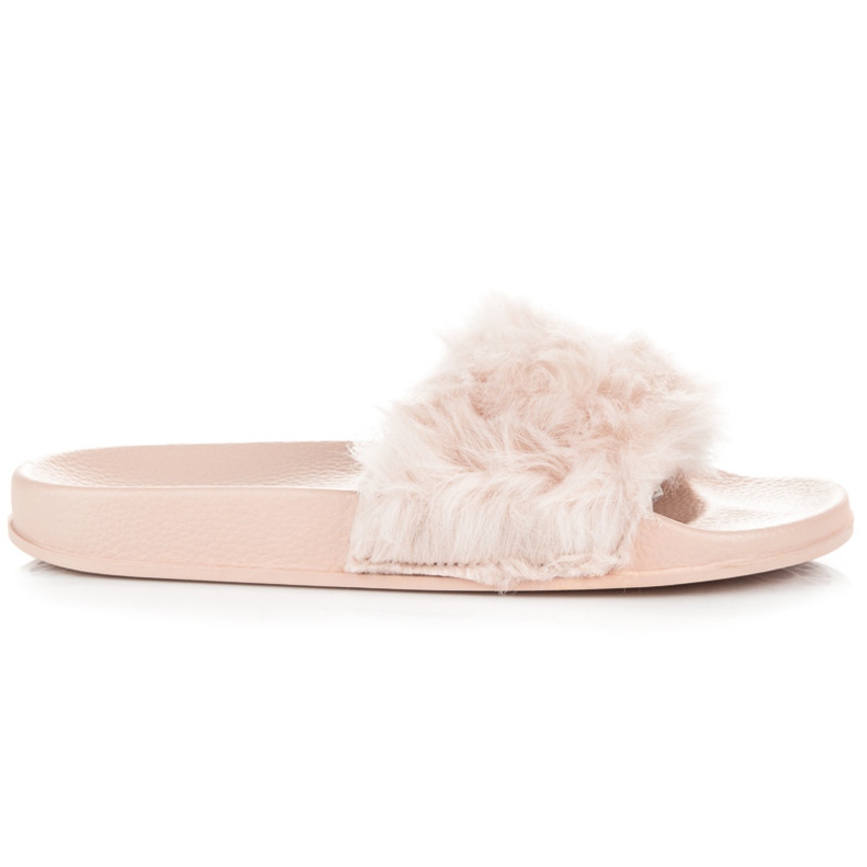 Queen Vivi Pantuflas beige con pelo