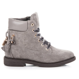 Ideal Shoes Trabajadores de gamuza atados con una cinta gris