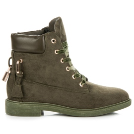 Ideal Shoes Trabajadores de gamuza atados con una cinta verde