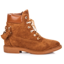 Ideal Shoes Trabajadores de gamuza atados con una cinta marrón