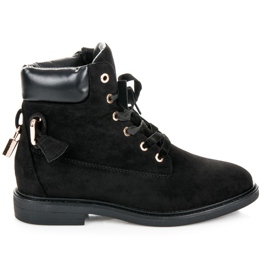 Ideal Shoes Trabajadores de gamuza atados con una cinta negro
