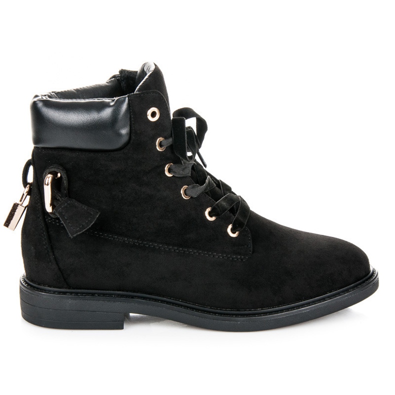Ideal Shoes Trabajadores de gamuza atados con una cinta negro