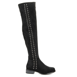 Ideal Shoes Botas con ribete decorativo negro