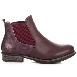 Bello Star Botas granates con tacón plano rojo